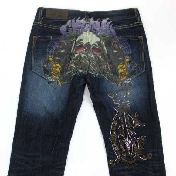 Christian Audigier Other - Christian Audigier Denim 30x32 Jeans Skulls Bling